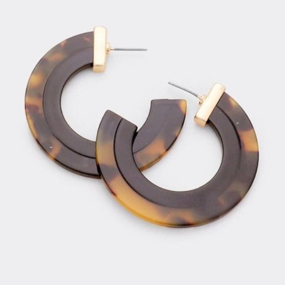 Two Tone Acrylic Round Hoop Earrings
